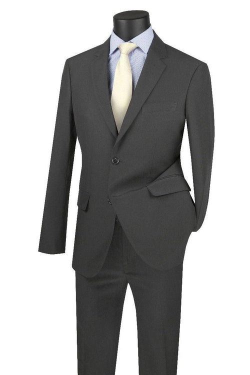 "Extra Slim Fit Charcoal Grey Poplin Suit: Apollo King" - Elegant Mensattire