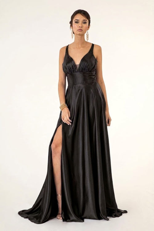 Satin V-Neck Bridesmaids Dress by Elizabeth K GL2963