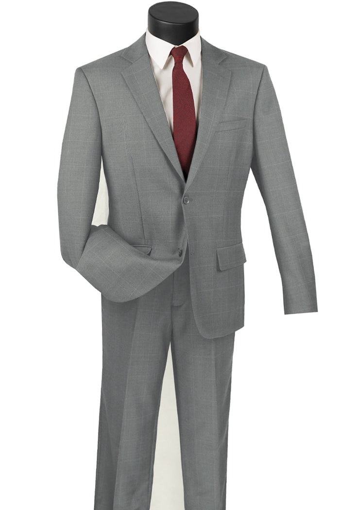 Mens 2 Button Wool Blend Pinstripe Suit in Taupe by Vinci