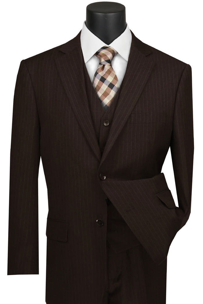 Mens Classic Vested Shiny Sharkskin Suit in Black by Vinci