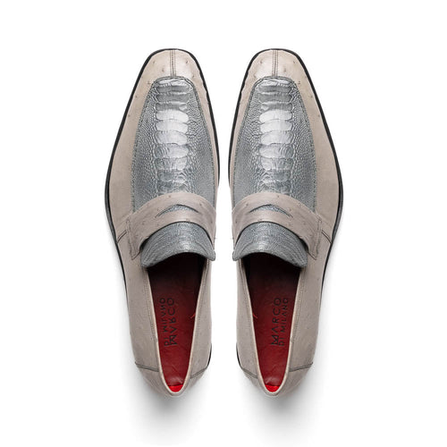 Marco Di Milano Fangio Ostrich Penny Loafers Gray