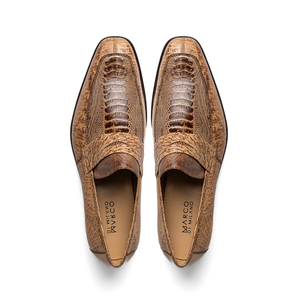 Marco Di Milano Fangio Ostrich Penny Loafers Rust Orix