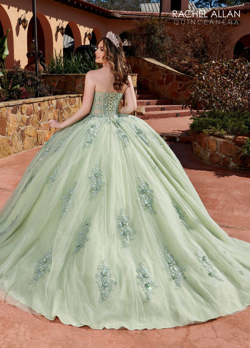 Rachel Allan RQ2171 Feather Long Sleeve Quinceanera Dress