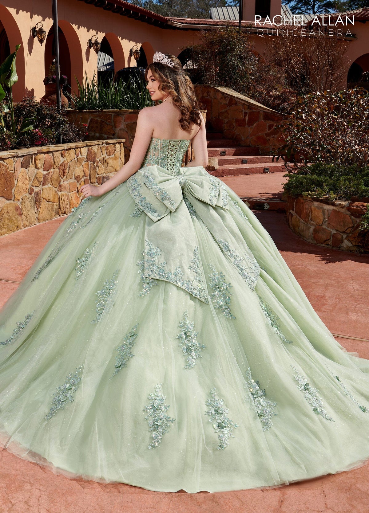 Rachel Allan RQ2171 Feather Long Sleeve Quinceanera Dress