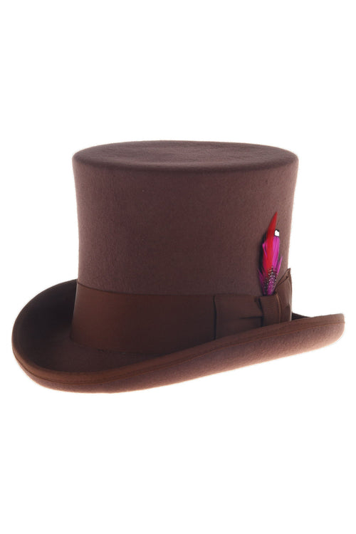 Brown Premium Wool Top Hat by Ferrecci