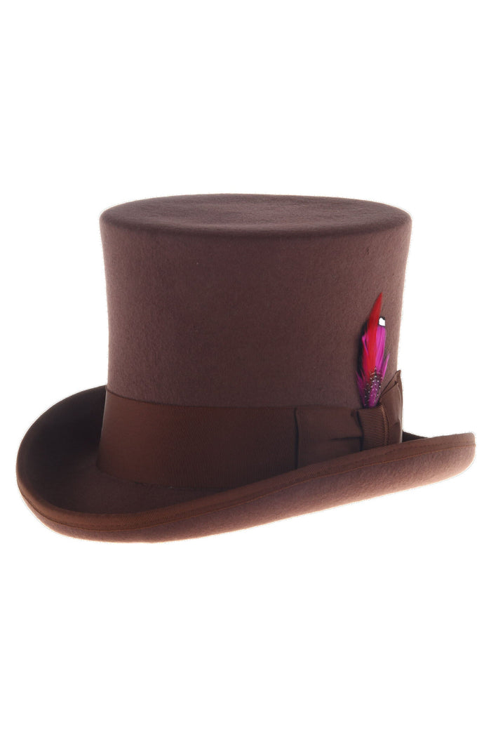 Brown Premium Wool Top Hat by Ferrecci