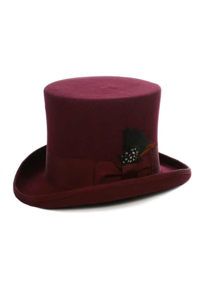 Burgundy Premium Wool Top Hat by Ferrecci