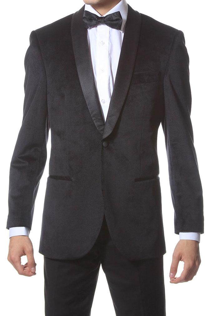 Enzo Black Velvet Dinner Jacket (Separates) by Ferrecci