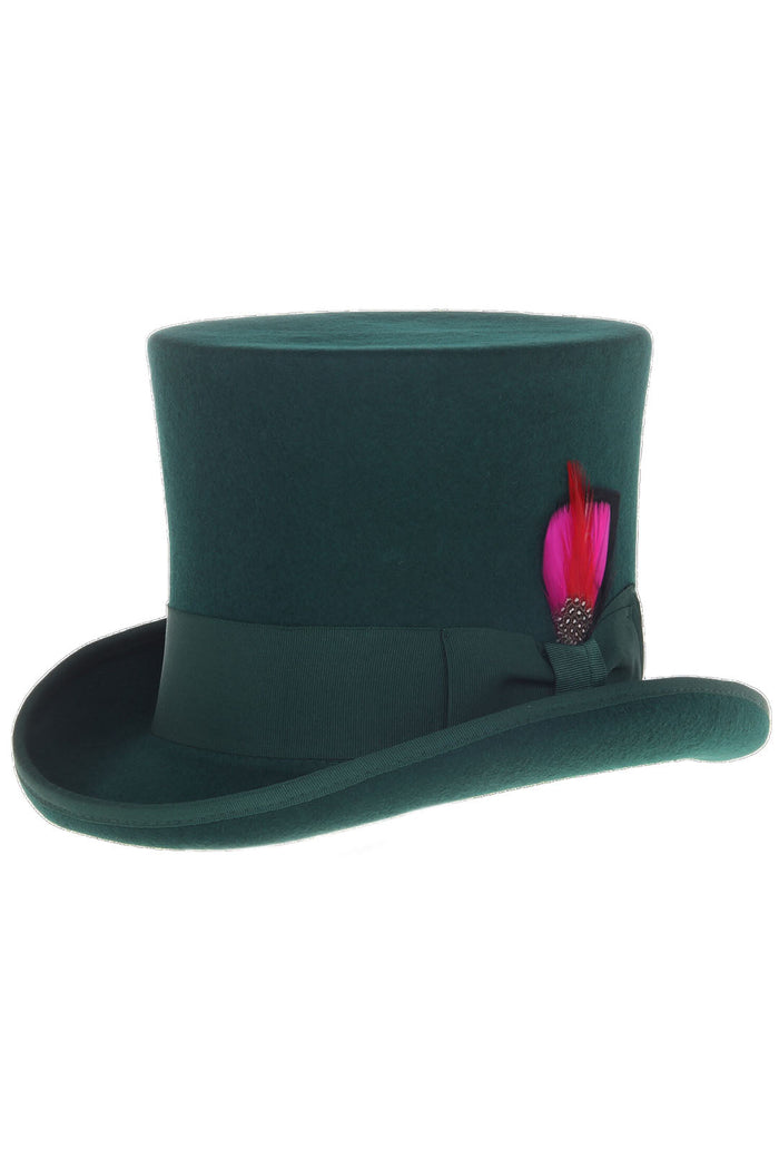 Hunter Green Premium Wool Top Hat by Ferrecci