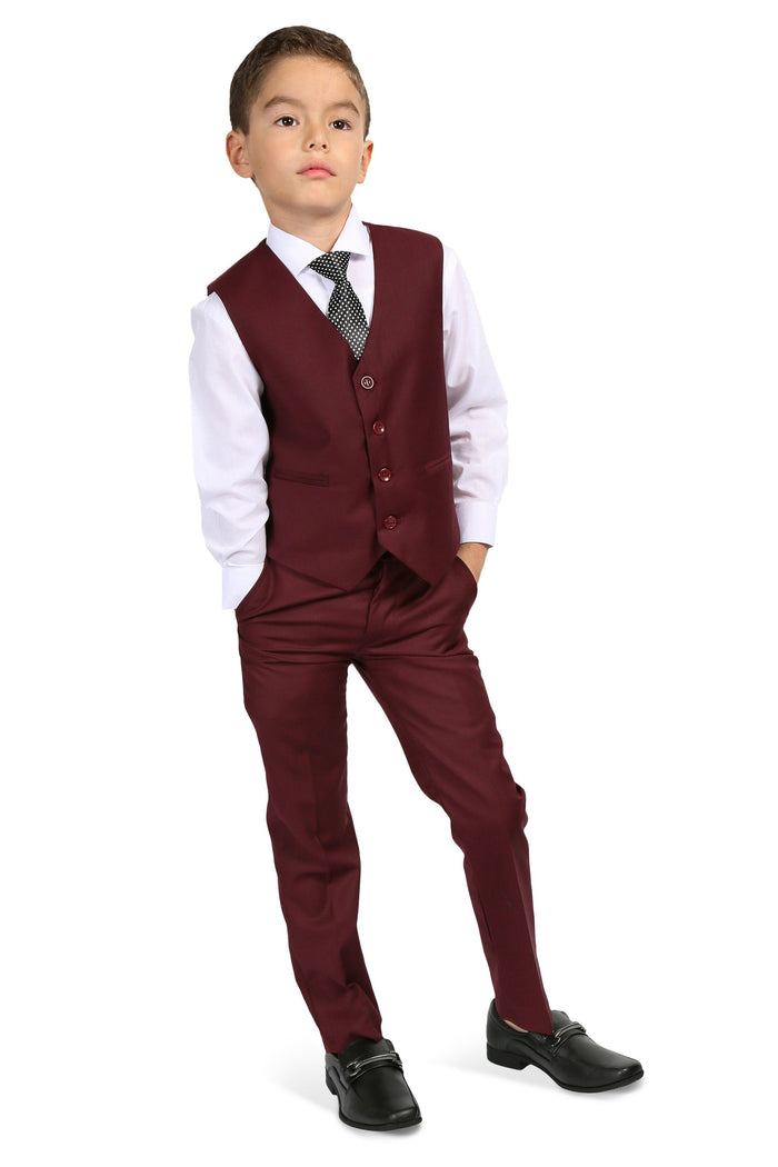 Jax Kids Burgundy Suit 5-Piece Set by Ferrecci