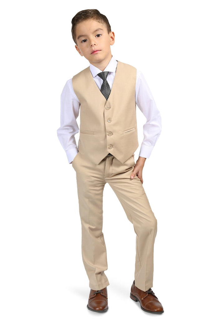 Jax Kids Tan Suit 5-Piece Set by Ferrecci