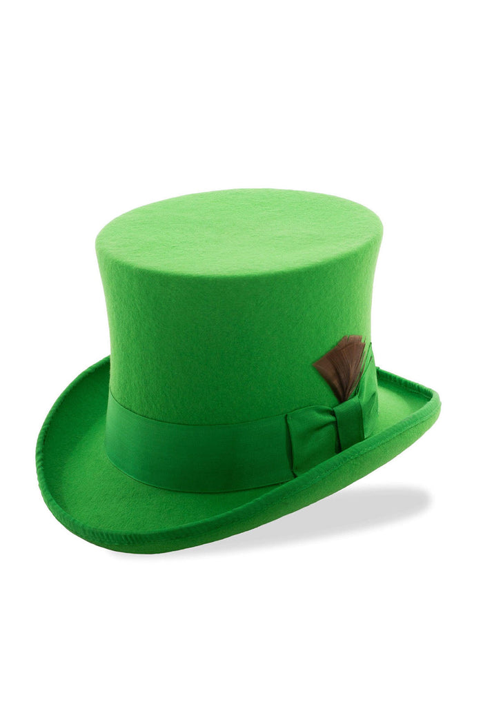 Kelly Green Premium Wool Top Hat by Ferrecci
