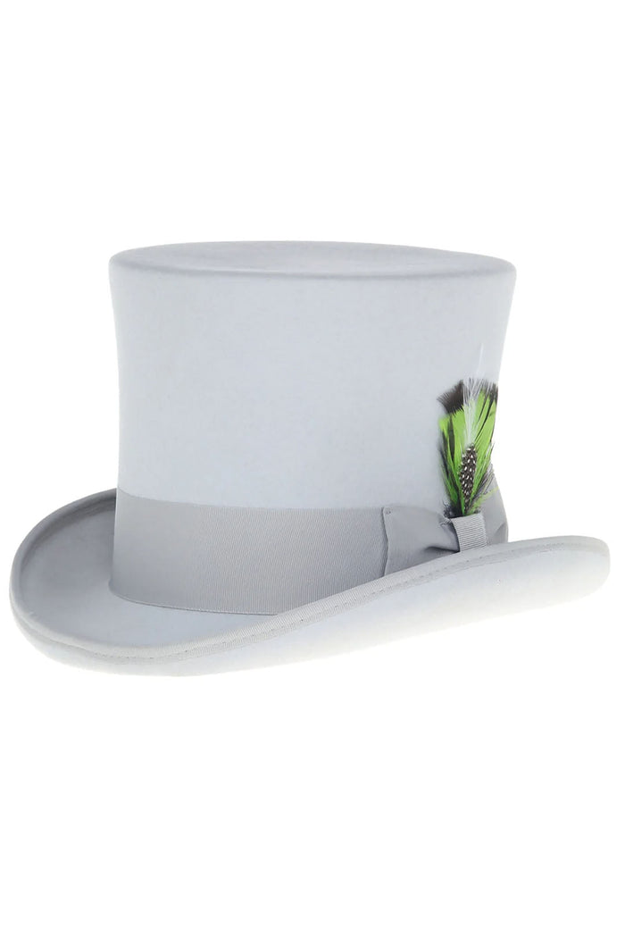 Light Grey Premium Wool Top Hat by Ferrecci