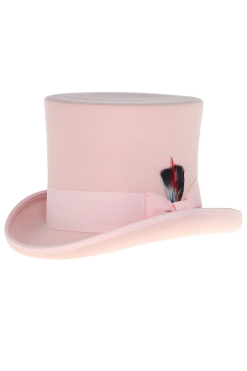 Pink Premium Wool Top Hat by Ferrecci