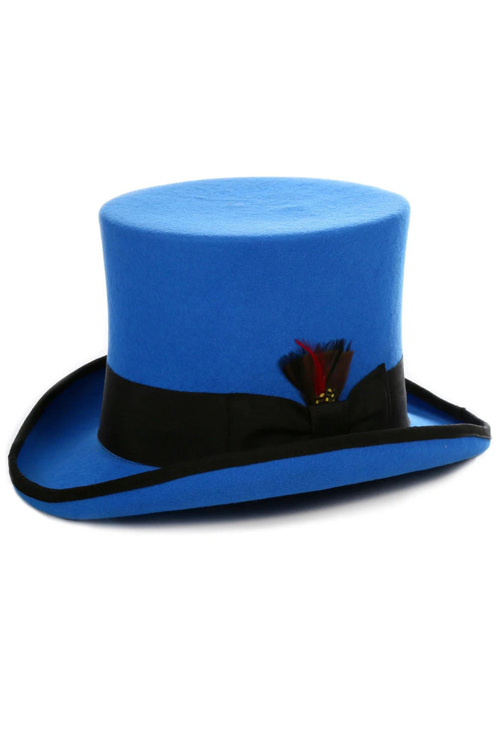 Royal Blue & Black Premium Wool Top Hat by Ferrecciin