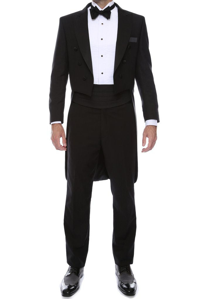 Trafalgar Black Tailcoat Tuxedo (2-Piece Set) by Ferrecci