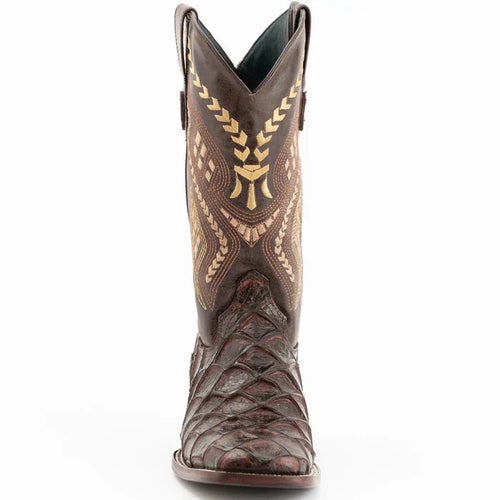 Ferrini Bronco Men's Print Pirarucu Fish Boots Handcrafted Chocolate 4339309 Ferrini USA