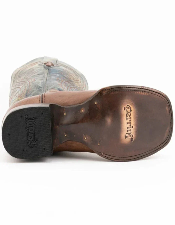 Ferrini Men's Morgan Smooth Ostrich Square Toe Boots Handcrafted - Kango Brown 1029307 Ferrini USA