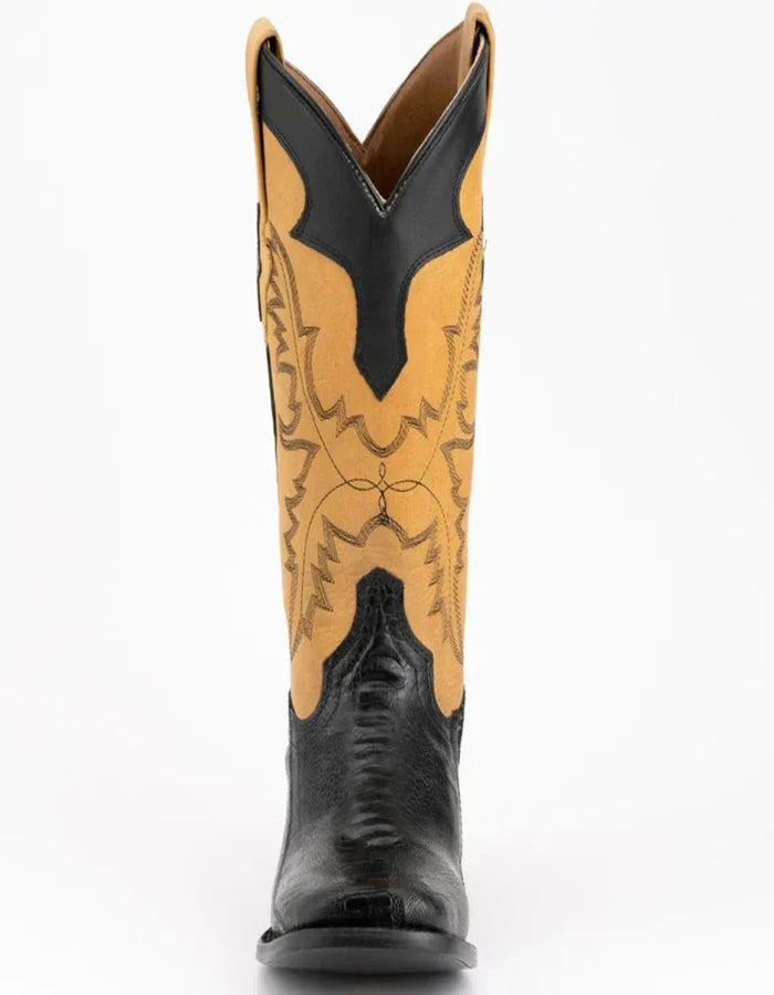 Ferrini Men's Nash Ostrich Leg Boots Handcrafted - Black Ferrini USA