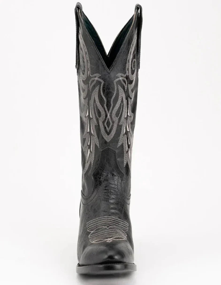 Ferrini Men's Remington Leather Round Toe Boots Handcrafted Black Ferrini USA