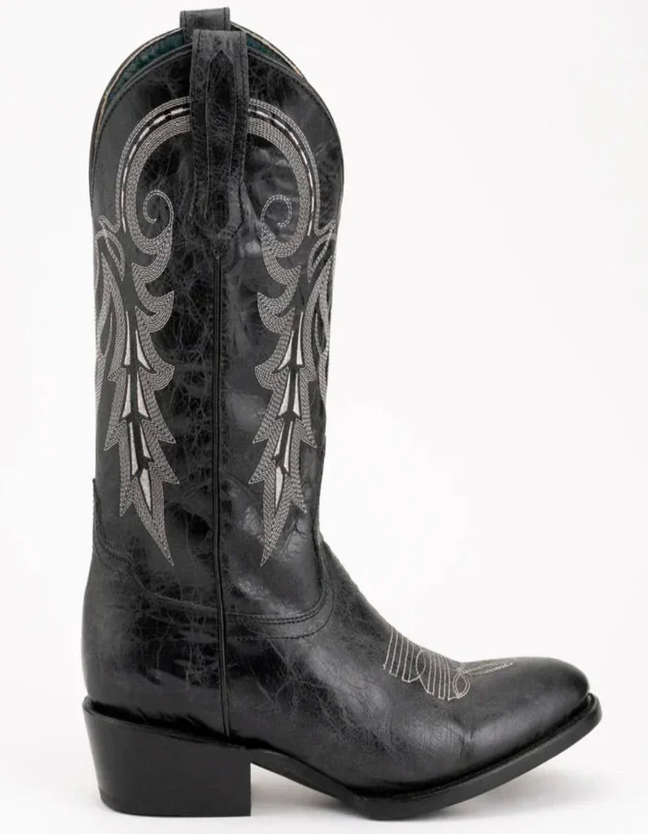 Ferrini Men's Remington Leather Round Toe Boots Handcrafted Black Ferrini USA