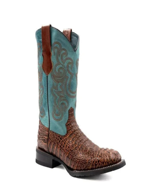 Ferrini Stampede Men's Print Crocodile Boots Handcrafted Sport Rust Ferrini USA