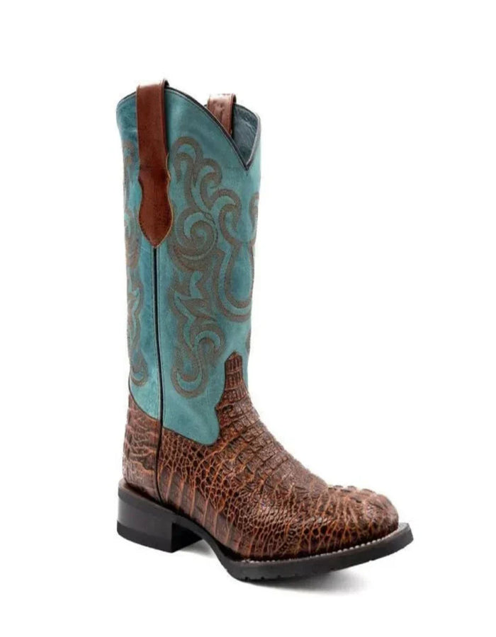 Ferrini Stampede Men's Print Crocodile Boots Handcrafted Sport Rust Ferrini USA