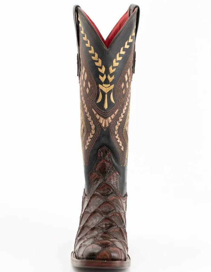 Ferrini Women's Bronco Square Toe Boots Pirarucu Fish Print - Chocolate Ferrini USA