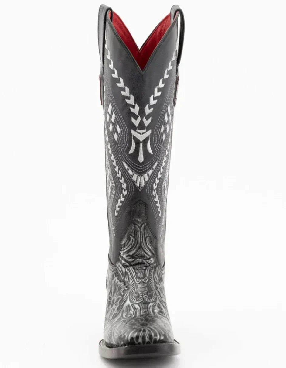 Ferrini Women's Cleopatra Square Toe Boots Handcrafted - Silver Ferrini USA