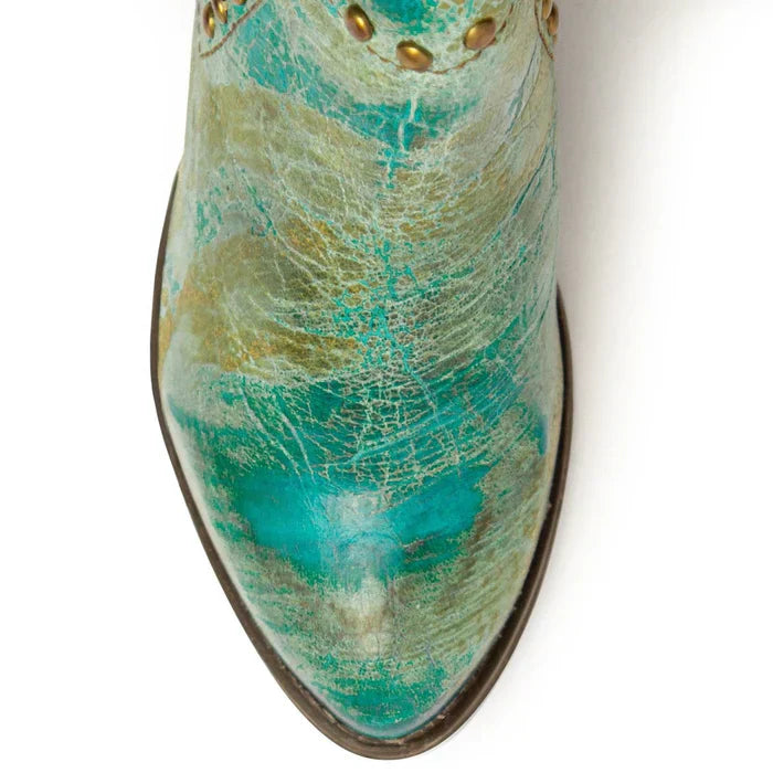 Ferrini Women's Stella Round Toe Ankle Boots Handcrafted - Turquoise 6101450