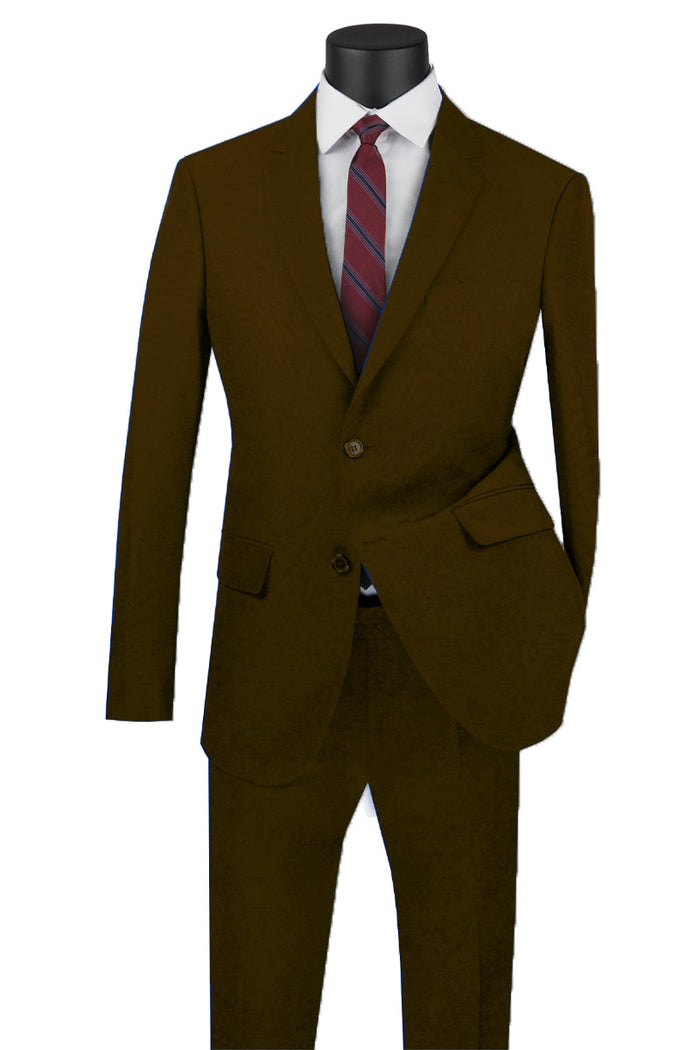 Mens Basic 2 Button Classic Fit Poplin Suit in Charcoal by Vinci