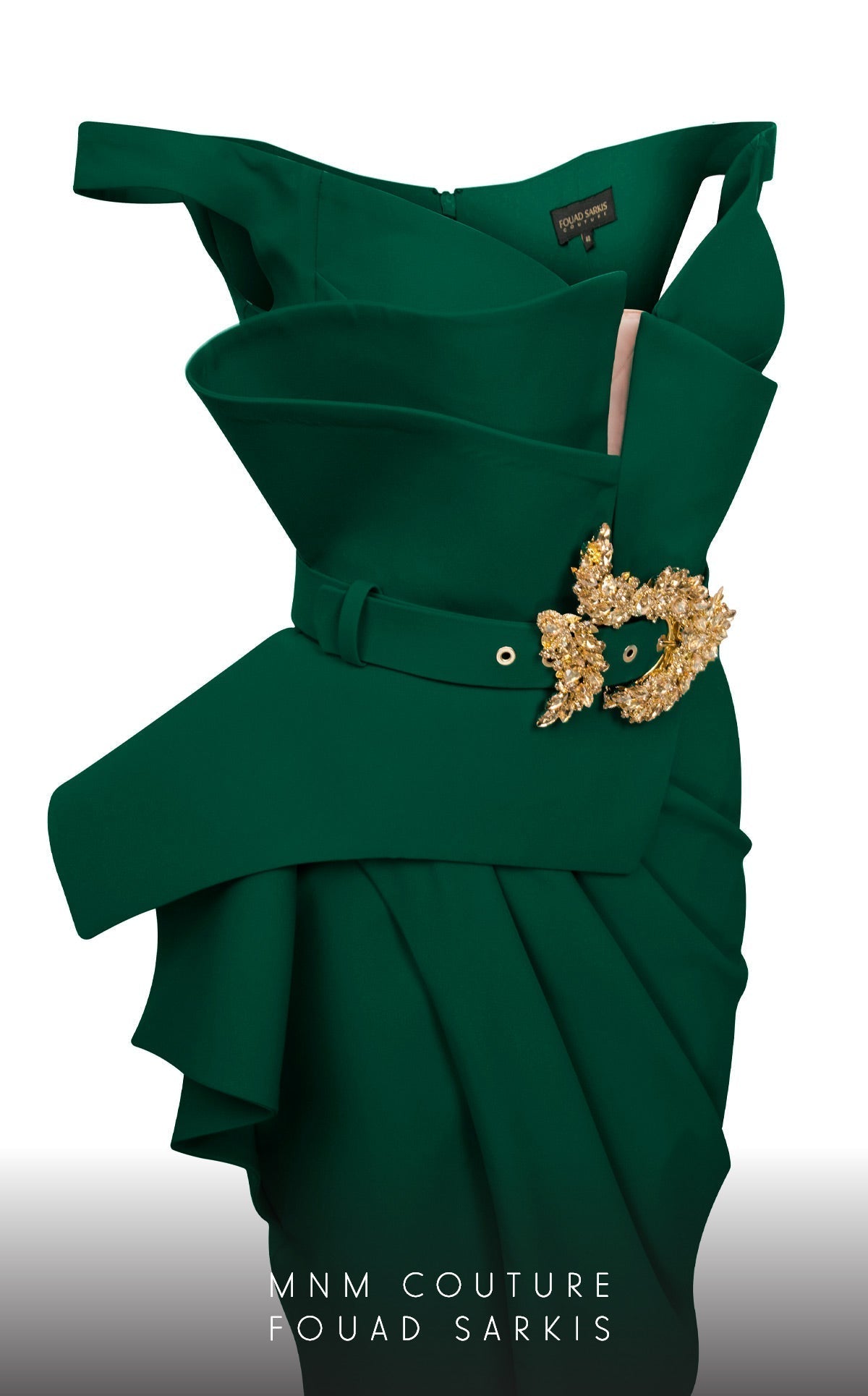 Fouad Sarkis 2650 Couture Evening Dress with Embellished Belt