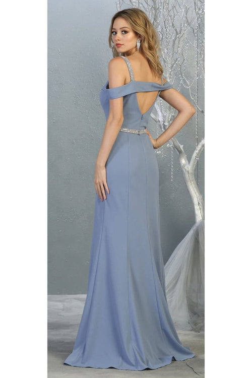 Cold Shoulder Bridesmaids Dress Fitted Formal Long Evening Gown