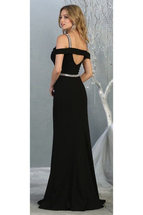 Cold Shoulder Bridesmaids Dress Fitted Formal Long Evening Gown