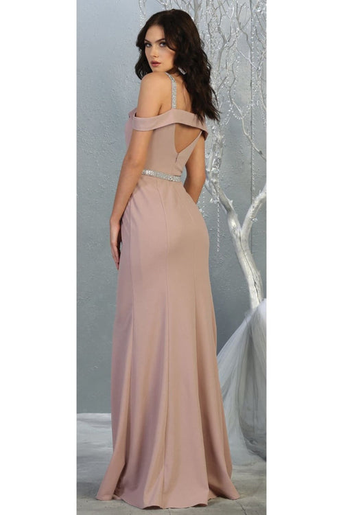 Cold Shoulder Bridesmaids Dress Fitted Formal Long Evening Gown