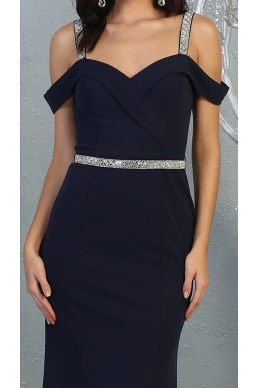 Cold Shoulder Bridesmaids Dress Fitted Formal Long Evening Gown