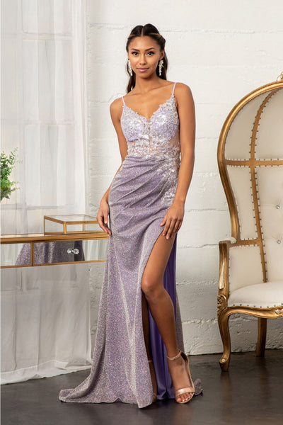 Fitted Long Glitter Slit Dress by Elizabeth KGL3030