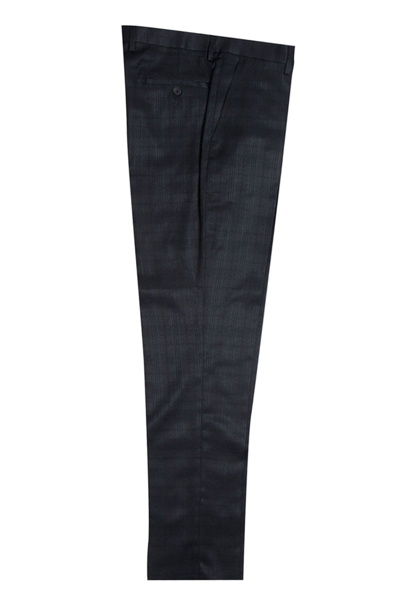 Men's Stacy Adams Black Glen Plaid 1-Button Vested Suit
