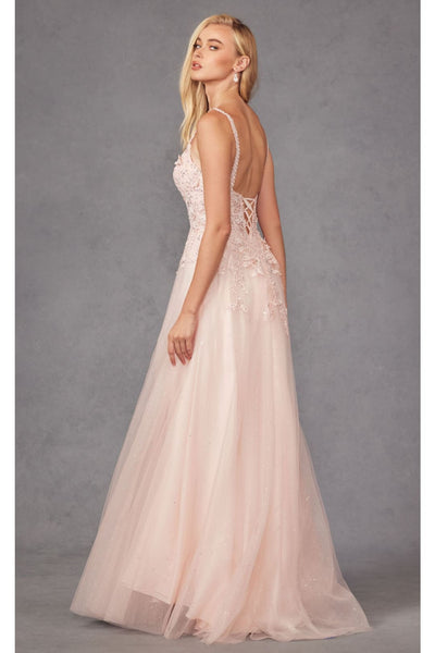 Floral Appliqué A-Line Gown by Juliet 283