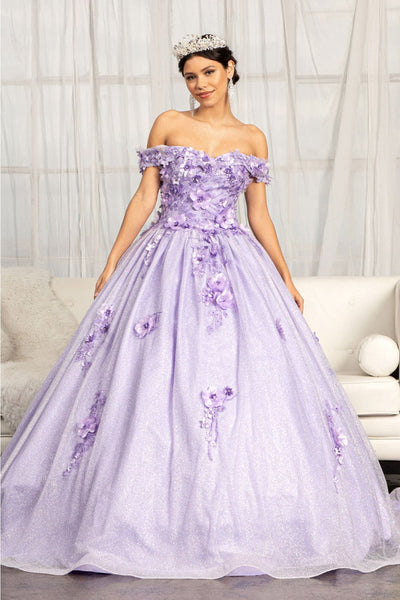 Floral Embroidered Sweet 16 Ball Gown Off Shoulder Quinceanera Dress by Elizabeth K GL1971
