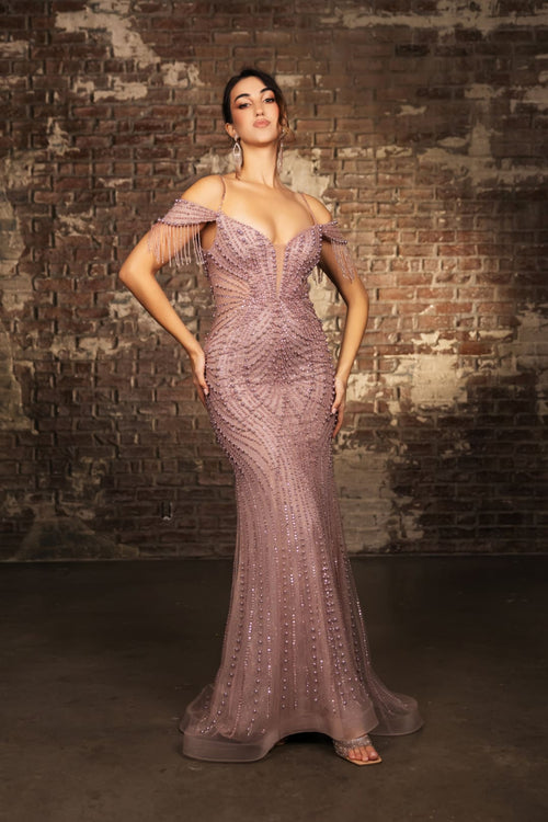 Formal Dress Plunging V-Neck Sheath Evening Gown By Royal Queen RQ8197