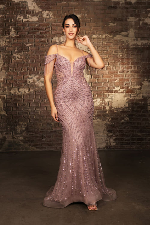 Formal Dress Plunging V-Neck Sheath Evening Gown By Royal Queen RQ8197