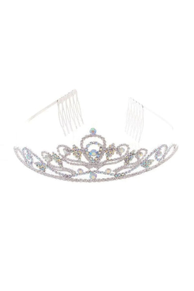 Formal Dress Shops T-1525 Quince Rhinestone Crown Tiara With Comb