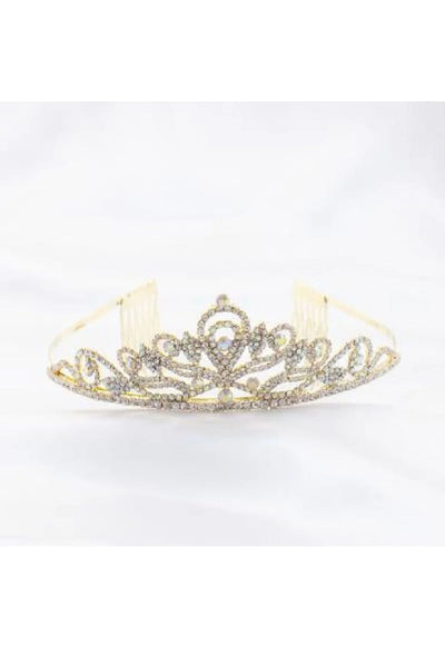 Formal Dress Shops T-1525 Quince Rhinestone Crown Tiara With Comb