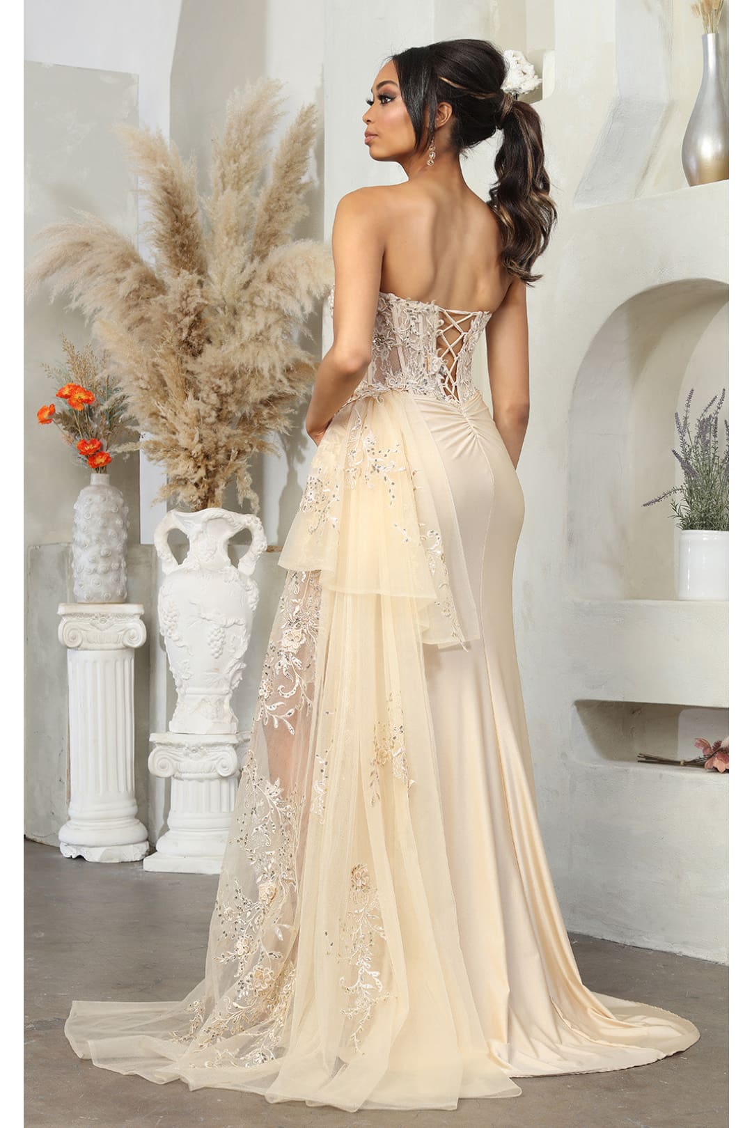 Prom Gown High Slit Sheath Strapless Dress By May Queen MQ2072