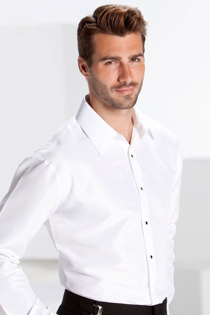 Clark White Laydown Tuxedo Shirt by Formal Shirts