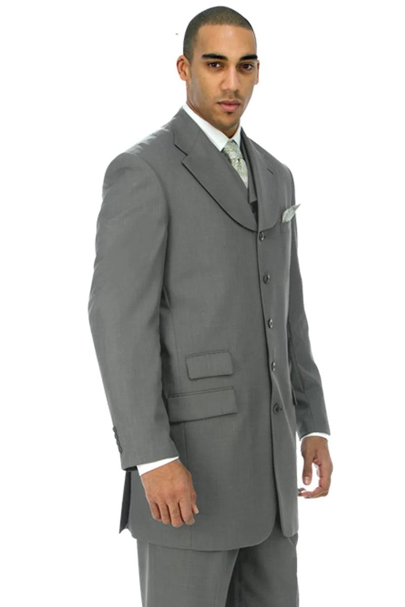 "Fortino Landi Grey Vested Zoot Suit: Sharp Menswear for a Stylish Church Look" - Elegant Mensattire