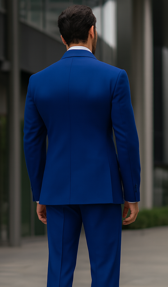 Fortino Landi Men's Classic-Fit Royal Blue Poplin Double-Breasted Suit