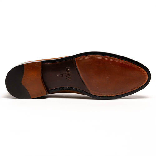 Zelli Franco Suede Tassel Loafers with Classic Apron Toe in Tobacco