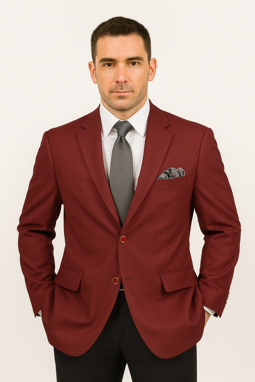 Burgundy Classic-Fit Poplin Club Blazer